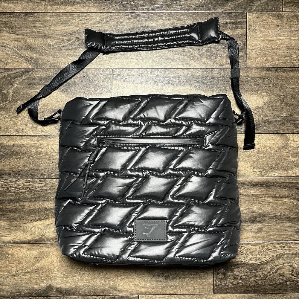 Gymshark Quilted Yoga Tote Bag Black 18L Adjustable Strap EUC